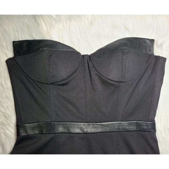 NWOT|Blaque Label Black Mesh & Leather Strapless Dress, MEDIUM - Picture 4 of 10
